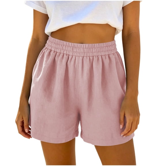 Guluxicc Women's Athletic Shorts with Pockets Elastic High Waisted Running Short Trousers for Everyday Gym Workout