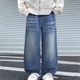 thumbnail image 2 of Xyant Baggy Jeans for Boys Y2K Vintage Wide Leg Barrel Jeans Skater Streetwear Loose Fit Denim Pants (Blue,7-8 Years), 2 of 3