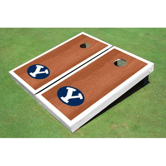 Brigham Young University BYU White Rosewood Matching Border Cornhole Boards