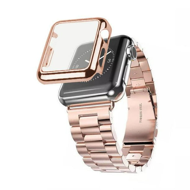 iPM - iPM Stainless Steel Watch Band with Plated Slim Case for Apple Watch - 38mm - Rose Gold