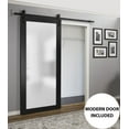 thumbnail image 3 of Sturdy Barn Door 32 x 96 inches Frosted Tempered Glass, 3 of 6