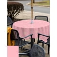 thumbnail image 4 of Outdoor Tablecloth with Umbrella Hole and Zipper, Christmas Pink Square Table Cloth 60x60 Inch Waterproof Tablecloth, Winter Snowflakes Xmas Retro Picnic Table Cover for Patio Camping, 4 of 7