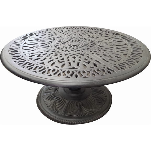 Patio 36 in pedestal coffee outdoor cast aluminum table Antique Bronze.