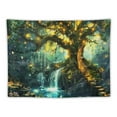 thumbnail image 5 of ONETECH Fairy Tales Magical Forest Tapestry, Nature Tree of Life with Elves Landscape Tapestry Wall Hanging for Living Room BedRoom Decoration Green, 5 of 6