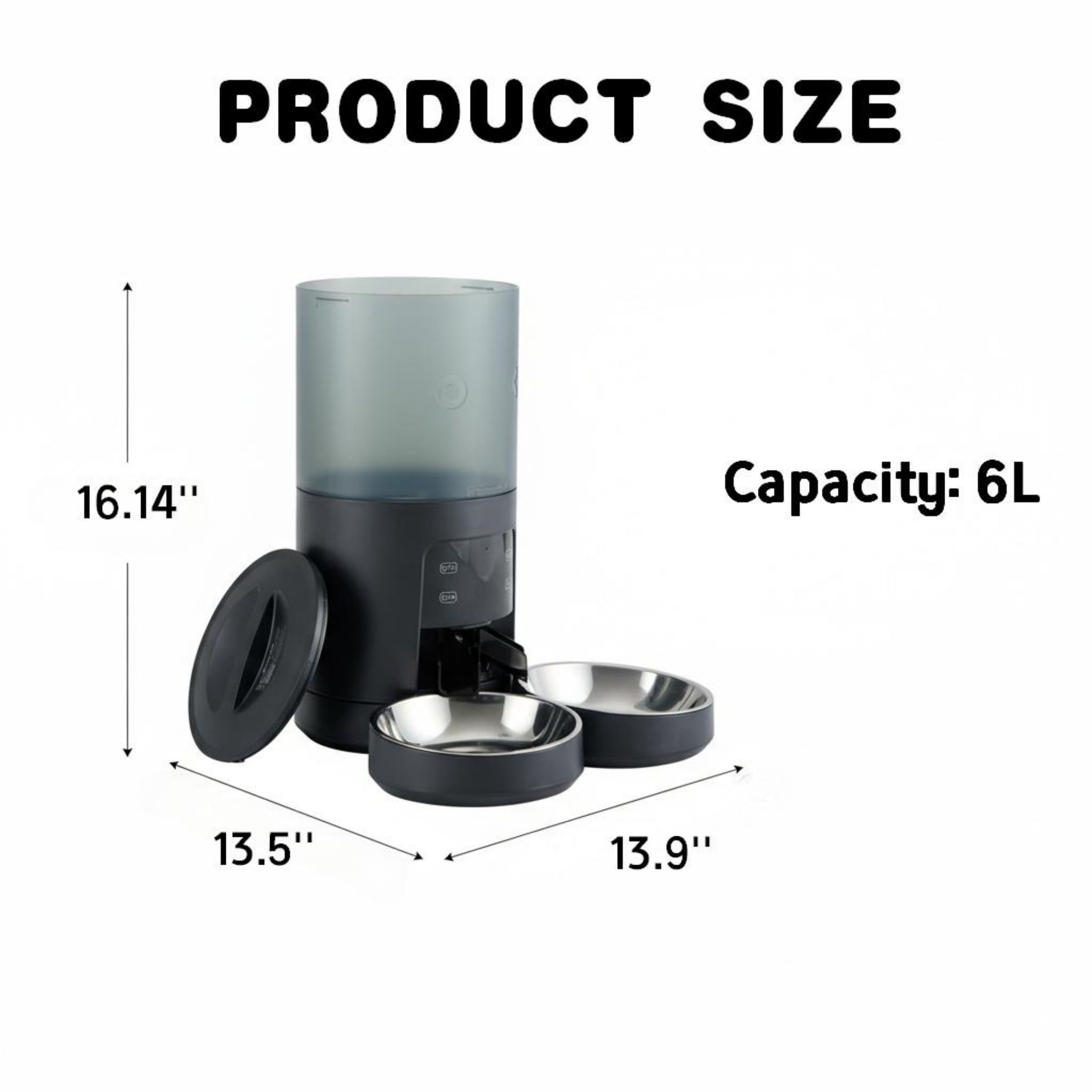 SHOUFTW 6L Automatic Pet Feeder - Programmable Timed Dry Food Dispenser, Smart Automatic Pet Feeder with APP Control, Voice Recorder & Portion Control, Black