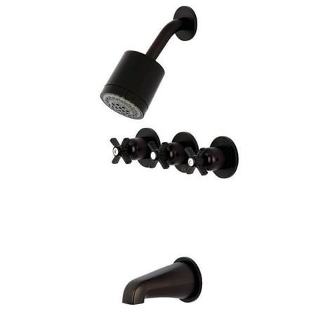 Brass Two Handle Tub - Kingston Brass KBX8135ZX Millennium Tub & Shower Faucet with 3 Handles, Oil Rubbed Bronze