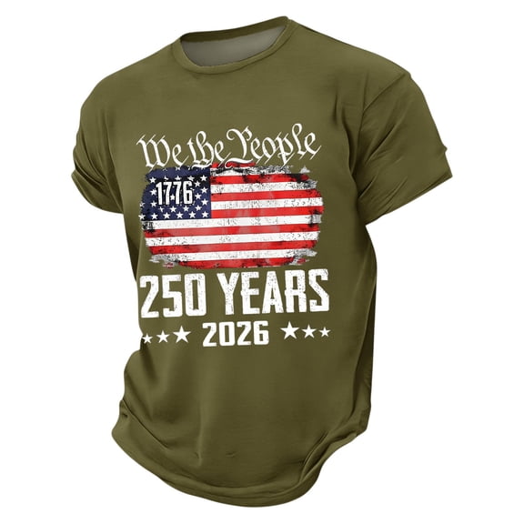 Dwelliawo 250th Anniversary Usa Shirts for Men 1776-2026 250th Birthday 4th Of July T-Shirt Patriotic Freedom We the People Shirts Army Green M