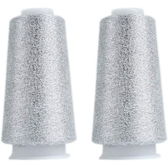 2 Balls Accessory Lurex Yarn, Shining Glitter Metallic Knitting-in Yarn, Sparkle Thread for Knitting and Crochet Sweater Shawl 5000 Yards (Silver Glitter) Silver Glitter