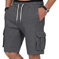 thumbnail image 2 of TKKCS Mens Cotton Cargo Shorts- Loose Fit Casual Outdoor Breathable Elastic Wasit Summer Drawstring Shorts With Multi Pockets Dark Gray Size XL, 2 of 9