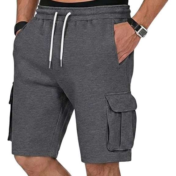 FAWUUDO Men's Loose Fit Jogger Shorts Comfort Quick Dry 5" Inseam Lightweight Shorts For All Occasions Loose Dark Gray