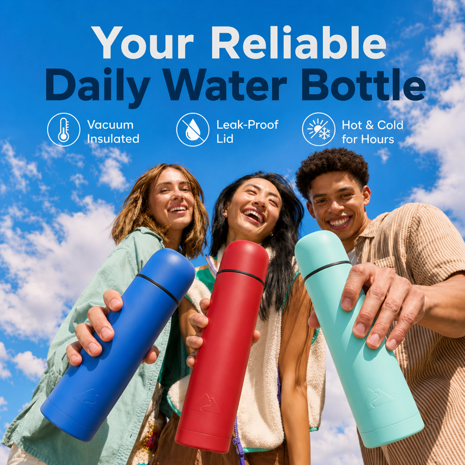 Botella térmica de acero inoxidable de doble pared al vacío Ozark Trail de 18 oz con vaso, roja 6
