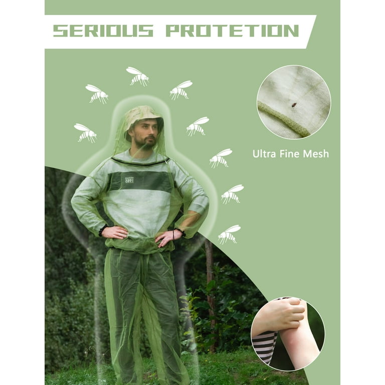 HENNCHEE 2Sets Mosquito Suits for Adults Mesh Net Bug Jacket Pant Suit Outdoor Full Body Protection Mosquito Proof Clothing S M Walmart