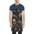 thumbnail image 2 of XMXT 1 Pcs Waterproof Kitchen Cooking Apron, Skeleton Rock Music Print Adjustable Aprons for Women Men with Pockets, 2 of 9