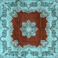 thumbnail image 1 of Ahgly Company Indoor Square Medallion Light Blue Traditional Area Rugs, 8' Square, 1 of 4