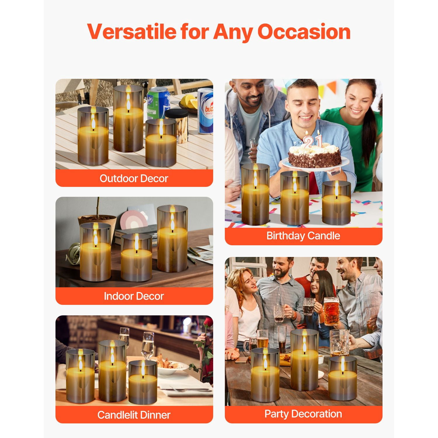 Flameless LED Candles with 10-Key Remote Timer, 2/4/6/8 Hour Timer Flickering Steady Modes, 500-Hour Battery Pillar Candles for Home Decor