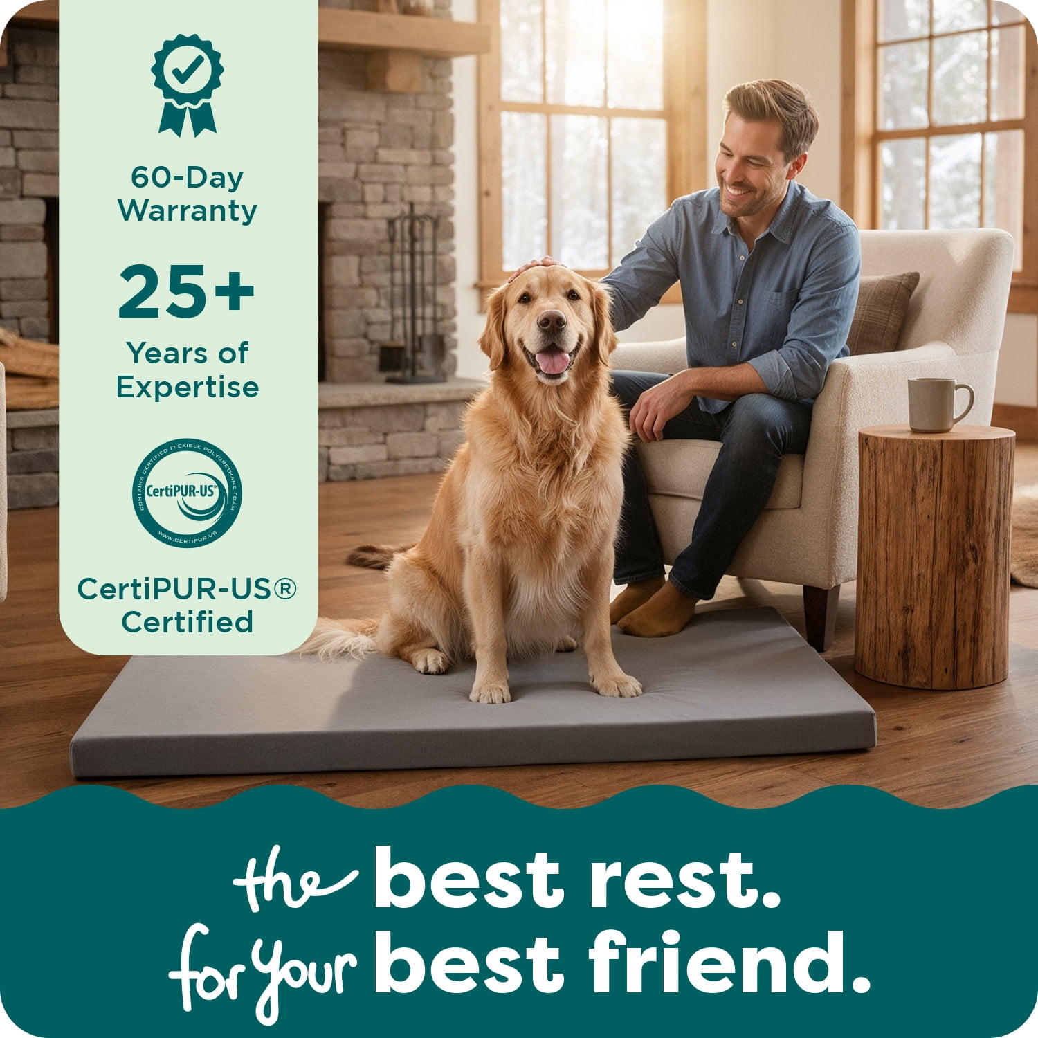 FurHaven Pet Products Restful Dreamer Medium/Large Orthopedic Foam Deluxe Crate Mat, Gray