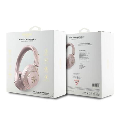 Guess 4G Big Metal Logo Bluetooth On Ear ENC Headphone Pink