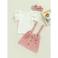 thumbnail image 6 of Douhoow Toddlers Girls Flying Sleeve Round Neck T-Shirt + Suspender Strap Skirt 2 Piece Outfits, 6 of 9