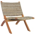 thumbnail image 2 of vidaXL Chair Accent Camping Chair Natural Kubu Rattan and Solid Wood Mahogany, 2 of 3