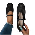 thumbnail image 5 of SuTry Women's Square Toe Mesh Flats Slip On Breathable Knit Mary Jane Style Adjustable Buckle Strap Lightweight Comfortable Casual Walking Shoes(39), 5 of 8