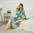 thumbnail image 3 of SEANATIVE Women's Nightgowns Soft Button Front Sleep Shirt Long Sleeve Night Gown Fall Winter Pajama Dress Cozy Full-Length Nightwear for Home Bedroom, S, Butterfly Floral Leaf, 3 of 7
