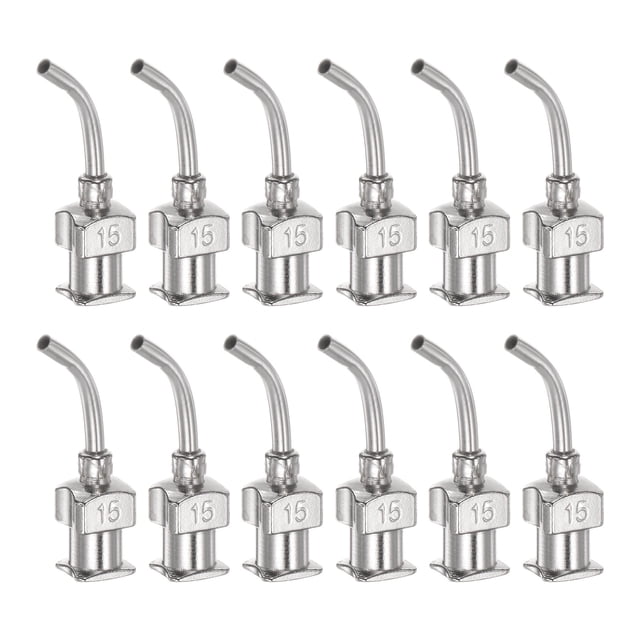12uds Dispensadoras Agujas, Calibre 15 1/2" Inoxidable Acero Romo Punta 45 Grados Dobladas Dispensadoras Agujas para Tinta Cartuchos, Pegamento, Jeringas, Carpintería