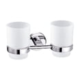thumbnail image 1 of Vaso de vidrio doble para cepillo de dientes con soporte, portavasos de enjuague bucal para baño y baño, de acero inoxidable 304 cromado, 1 of 5