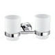 thumbnail image 1 of Vaso de vidrio doble para cepillo de dientes con soporte, portavasos de enjuague bucal para baño y baño, de acero inoxidable 304 cromado, 1 of 5