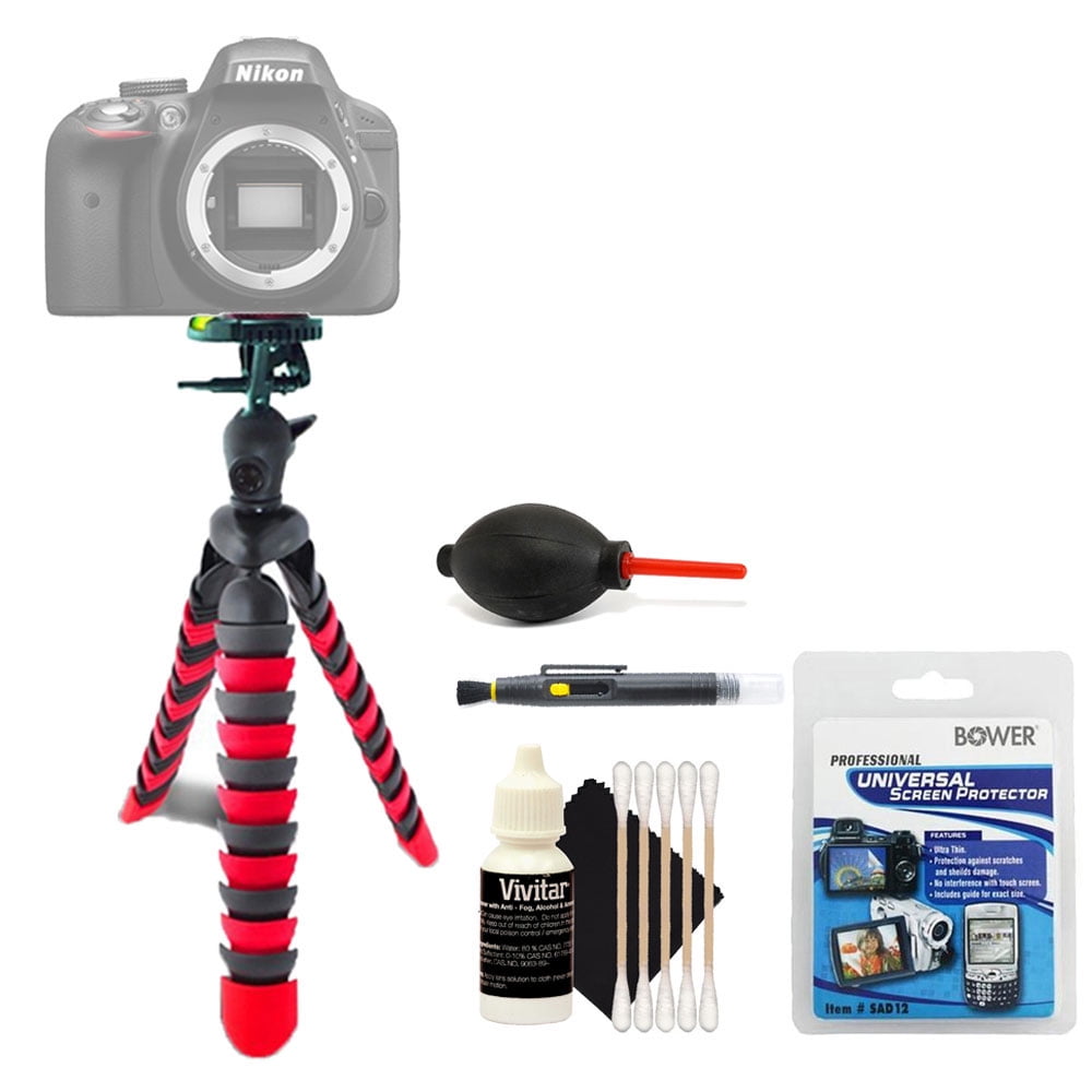 Flexible Tripod with Top Cleaning Accessory Kit for Nikon D5600 and