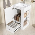 thumbnail image 2 of white 20" Freestanding Bathroom Vanity with Ceramic Sink, Single Faucet Hole, MDF Storage Cabinet with Soft-Close Drawer, Open Side Shelves with Pinewood Towel Bar, 2 of 21