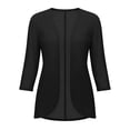 thumbnail image 3 of Craaazy Women's Casual Plus Size Solid Color Lightweight 3/4 Sleeve Cardigan for Spring Summer Everyday Wear, 3 of 4