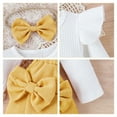 thumbnail image 5 of IWEMEK Toddler Girl's Outfit Crew Neck Solid White T-Shirts Casual Chic Bow Knot Yellow Short Skirts Spring Clothing 1-2Y, 5 of 6