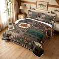 thumbnail image 3 of Manfei Farmhouse Grizzly Bear Twin Quilt Set, Bohemian Aztec Twin Coverlet Set, Brown Dark Green, Black Reversible, 2-Piece, 1 Bedspread and 1 Pillowcase, 3 of 7