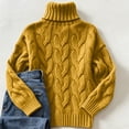 thumbnail image 4 of Dwellite Fall Sweaters for Women Turtleneck Cable Knit Pullover Tops Winter Soft High Neck Trendy Casual Work Cute Long Sleeve Tops Yellow M, 4 of 5