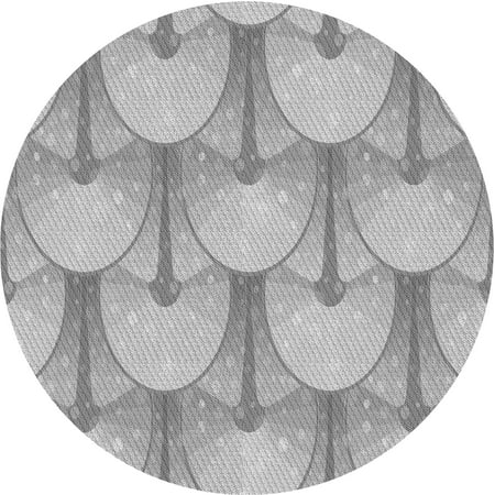 

Ahgly Company Indoor Round Patterned Platinum Silver Gray Area Rugs 4 Round