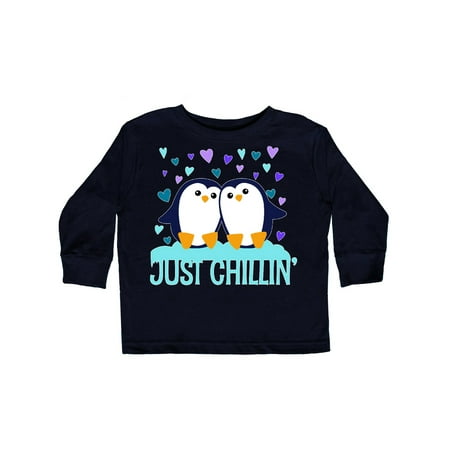 

Inktastic Just Chillin- cute penguins with hearts Gift Toddler Boy or Toddler Girl Long Sleeve T-Shirt