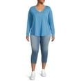thumbnail image 2 of Terra & Sky Women's Plus Size V-Neck Tee with Long Sleeves, 2 of 5