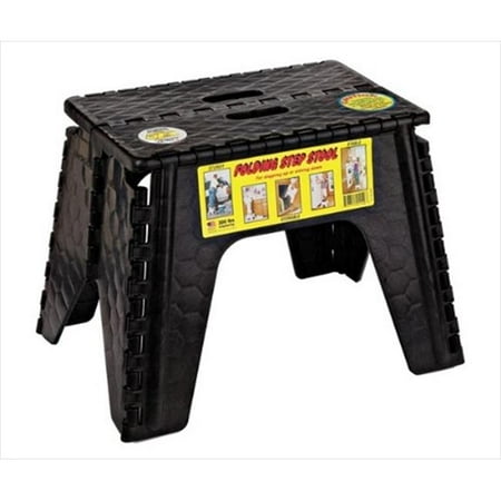 B&R PLASTICS 1036BK Ez Foldz Step Stool, 12 In. - Black