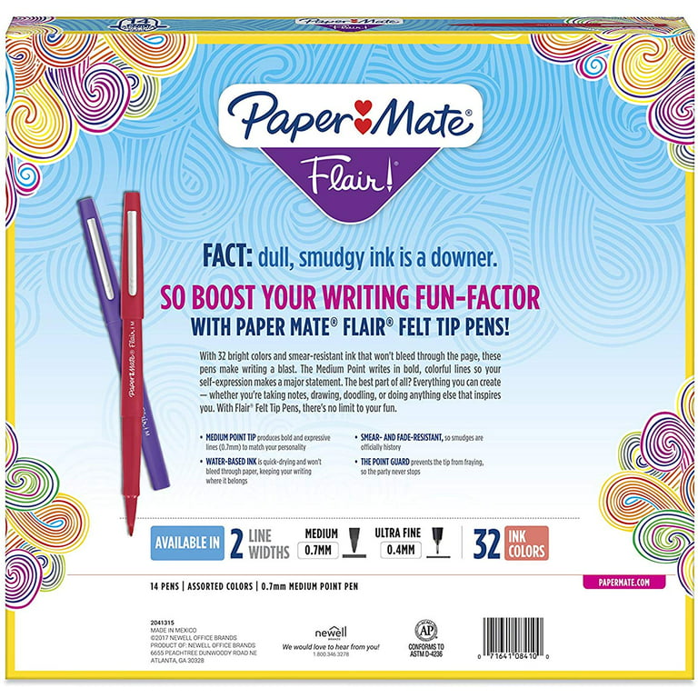 Papermate - Flair Medium Tip Pen - Ensemble promotionnel - 14