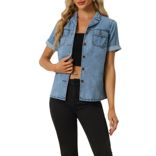 Denim shirt best sale womens walmart