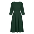 thumbnail image 4 of Omexry Elegant Dresses for Women Women's Summer Solid Color Round Neck Long Dress, 4 of 7