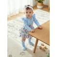thumbnail image 6 of BemeyourBBs Newborn Baby Girl My 1st Easter Outfit Long Sleeve Letters Romper with Eggs Print Ruffle Skirt Set Headband Socks 4pcs Spring Easter Clothes, 6 of 9