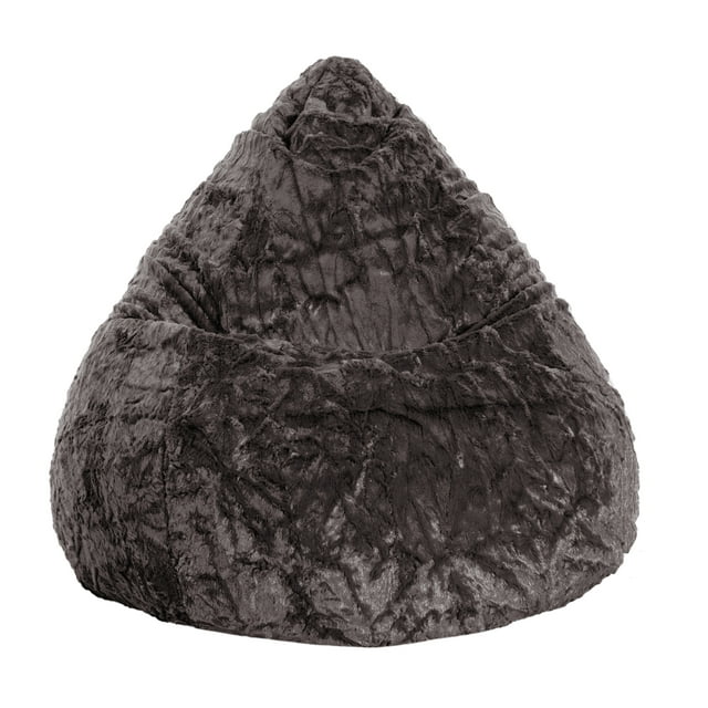 Gouchee Home Fluffy Charcoal Faux Fur Bean Bag Chair – Plush Lounge Seating with Polystyrene Bead Filling, Suitable for Adults and Teens, Lightweight & Portable for Bedroom, Dorm or Living Room