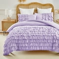 thumbnail image 3 of URBONUR Purple Ruffle Twin Duvet Cover Sets for Girls Waterfall Kids Comforter Cover with Matching Pillowcases Multi-Layer Duvet Cover for All Season, 3 of 8