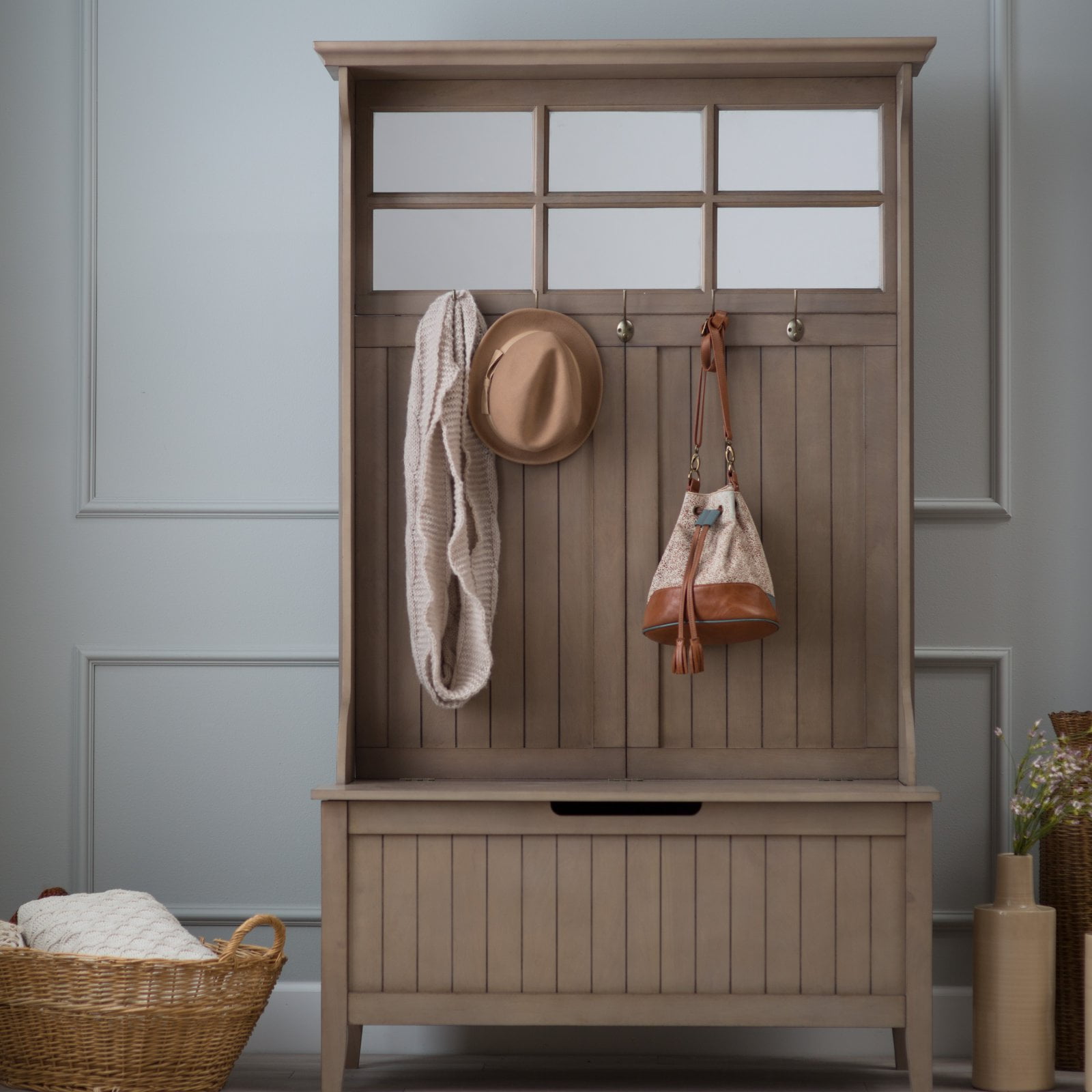 Belham Living Richland Hall Tree With Storage Bench Driftwood Gray