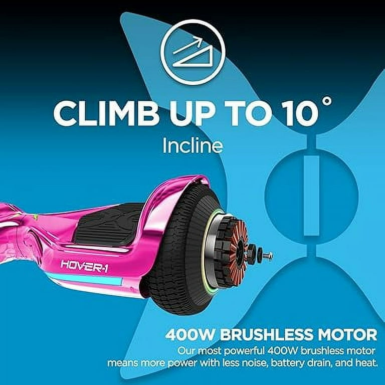 Hover-1 All Star Trottinette électrique Auto-équilibrante Rose – Éclairage LED Vif, 7.4 Mph, Parfait Pour Débuter