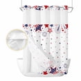 thumbnail image 2 of Red Blue Star 4th of July No Hook Shower Curtain Waterproof, Bathroom Curtains with Snap in Liners and See Through Top Window, Independence Day Fireworks Hotel Style Bathtub Curtains Shower 72"Wx84"L, 2 of 8