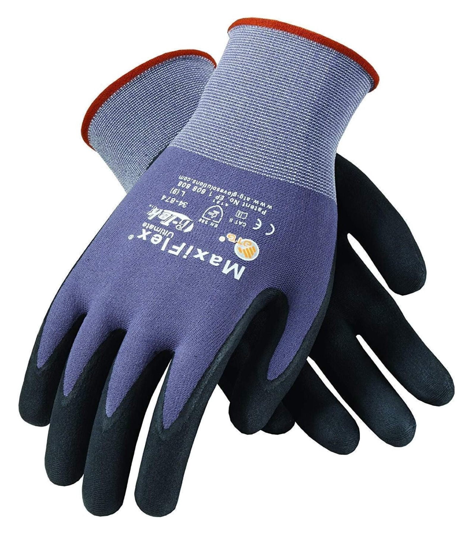 ATG MaxiFlex Ultimate Micro-Foam Nitrile Grip Gloves 34-874/S Black/Gray 24 Pair Small