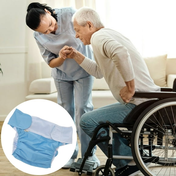 BEADCEST Adult Reusable Incontinence Underwear 2Pack Cloth Diaper Wraps Sky Blue Leakproof Overnight Use