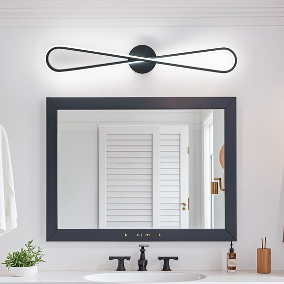 Black Vanity Light 31.5" Modern Led Wall Light for Bathroom 25W Hardwired Wall Mount Lamp Over Bathoom Vanity Mirror Dimmable Bathroom Lighting Fixture 5CCT(3000K-6000K)